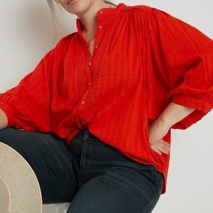 Anthropologie Pilcro Tavi Buttondown Red 3X